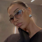 Y2K Women Metal Rectangle Goggles Shield Sunglasses