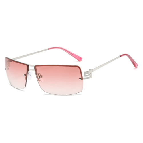 Retro Rectangle Rimless Tinted Sunglasses