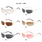 Y2K Women Metal Rectangle Goggles Shield Sunglasses