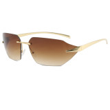 Y2K New Trendy Rimless rect-oval shape Sunglasses