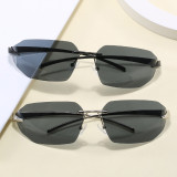 Y2K New Trendy Rimless rect-oval shape Sunglasses