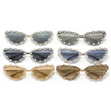 Luxury Diamond Bling Cat Eye Metal Sunglasses