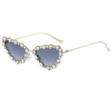 Luxury Diamond Bling Cat Eye Metal Sunglasses