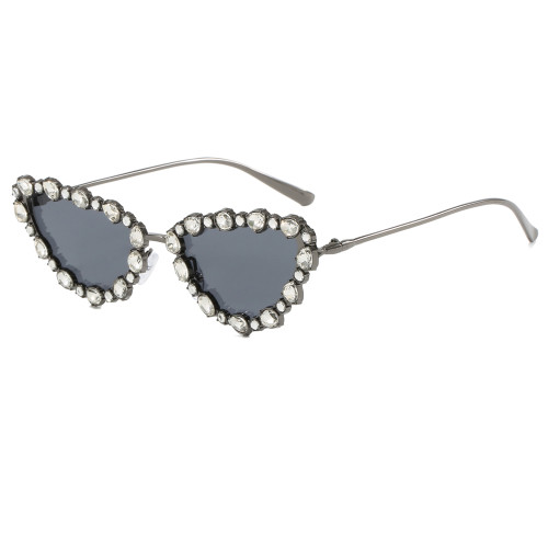 Luxury Diamond Bling Cat Eye Metal Sunglasses