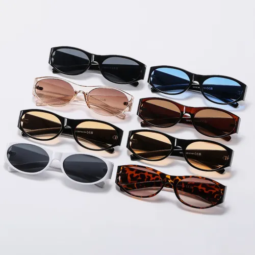 Retro Vintage Y2K Tinted Small Oval Cat Eye Sunglasses