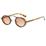 Retro Luxury Metal Steampunk Style Small Oval Sunglasses