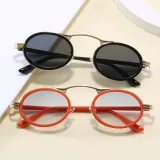 Retro Luxury Metal Steampunk Style Small Oval Sunglasses