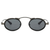 Retro Luxury Metal Steampunk Style Small Oval Sunglasses
