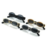 Retro Small Oval UV400 Metal Shades Sunglasses