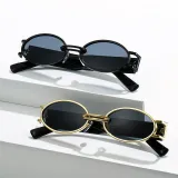Retro Small Oval UV400 Metal Shades Sunglasses