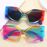 Oversized Polygon Cat Eye Chunky Rainbow Shades Sunglasses
