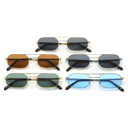 Small Rectangle Metal Frame Travel Shades Sunglasses