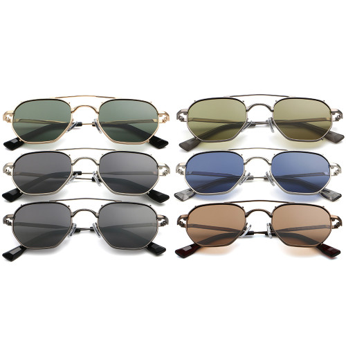 Flat Top Metal Frame UV400 Gradient Shades Sunglasses