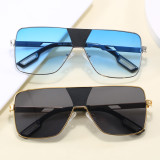 Oversized Square Metal Frame UV400 Gradient Shades Sunglasses