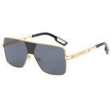 Oversized Square Metal Frame UV400 Gradient Shades Sunglasses