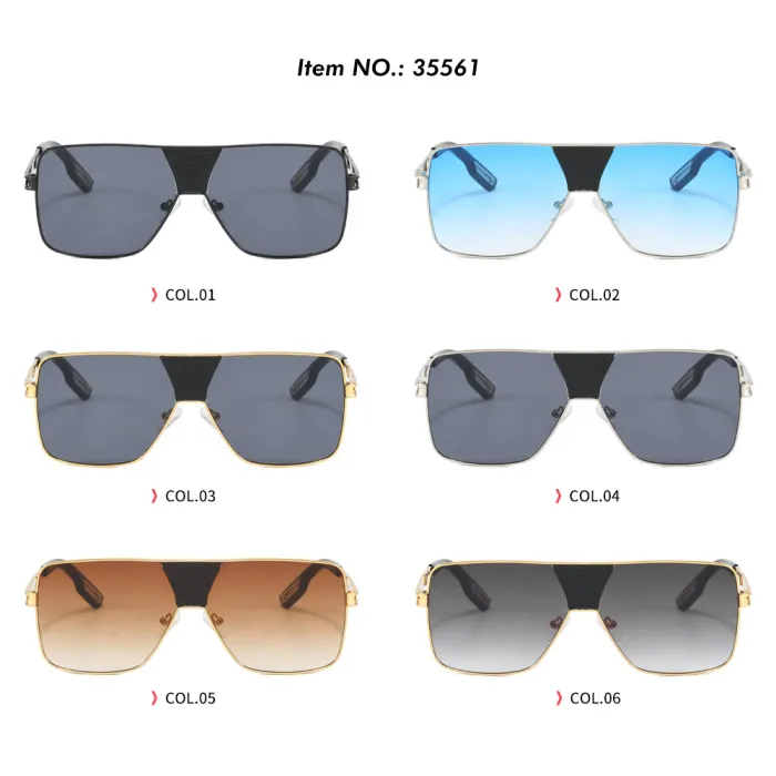 Oversized Square Metal Frame UV400 Gradient Shades Sunglasses