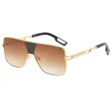 Oversized Square Metal Frame UV400 Gradient Shades Sunglasses