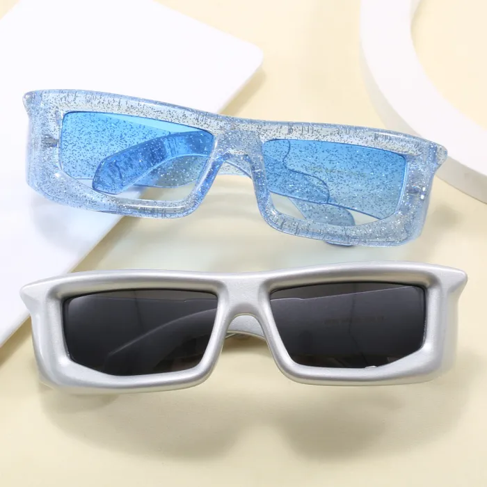 Retro Y2K Tinted Rectangle Thick Sporty Sunglasses