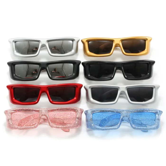 Retro Y2K Tinted Rectangle Thick Sporty Sunglasses