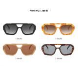 Polygon Double Bridge Flat Top Pilot Sunglasses