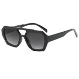 Polygon Double Bridge Flat Top Pilot Sunglasses