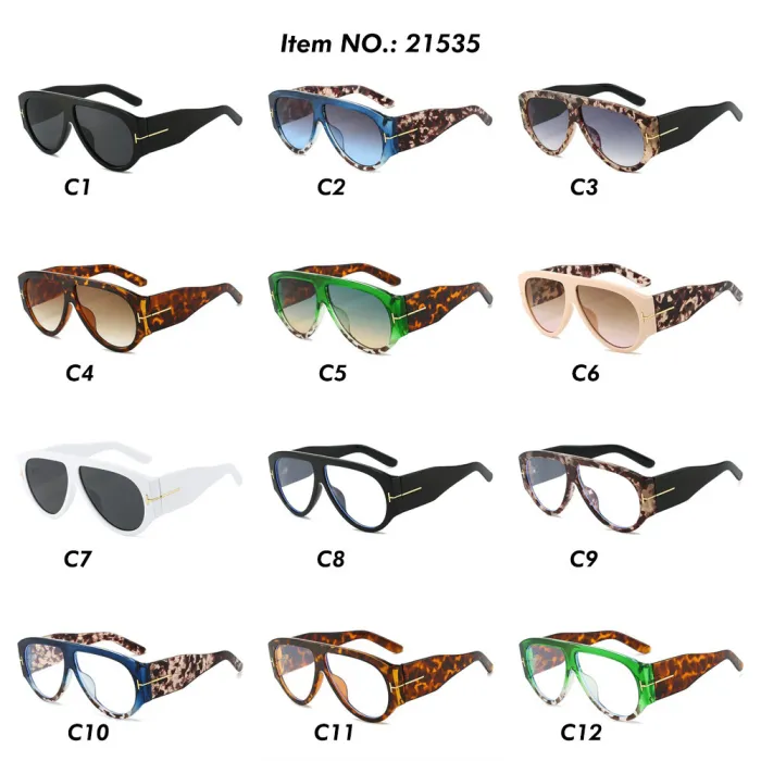 Y2K Oversized Oval Flat Top Shades Sunglasses