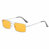 Retro Rectangle Double Bridge Metal Shades Sunglasses