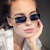 Retro Rectangle Double Bridge Metal Shades Sunglasses