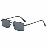 Retro Rectangle Double Bridge Metal Shades Sunglasses