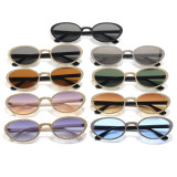 Retro Oval Bling Luxury Metal Frame Shades Sunglasses