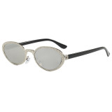 Retro Oval Bling Luxury Metal Frame Shades Sunglasses