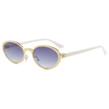 Retro Oval Bling Luxury Metal Frame Shades Sunglasses