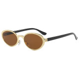 Retro Oval Bling Luxury Metal Frame Shades Sunglasses