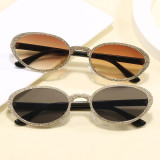 Retro Oval Bling Luxury Metal Frame Shades Sunglasses