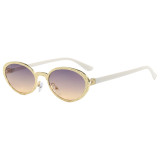 Retro Oval Bling Luxury Metal Frame Shades Sunglasses