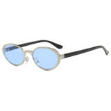Retro Oval Bling Luxury Metal Frame Shades Sunglasses