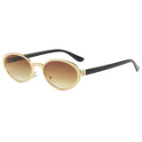 Retro Oval Bling Luxury Metal Frame Shades Sunglasses
