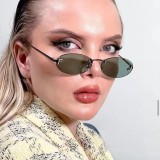 Retro Oval Rimless Gradient Shades Sunglasses