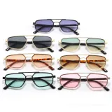 Small Rectangle Metal Flat Top Shades Sunglasses