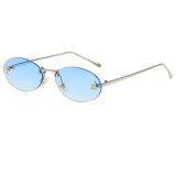Retro Oval Rimless Gradient Shades Sunglasses