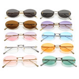 Retro Oval Rimless Gradient Shades Sunglasses