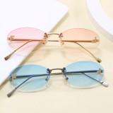Retro Oval Rimless Gradient Shades Sunglasses