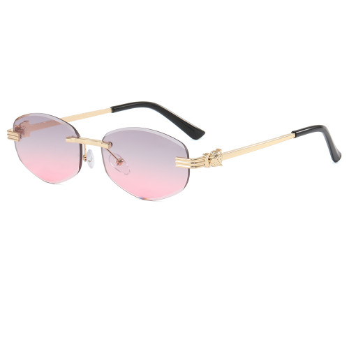 Retro Oval Rimless Gradient Shades Sunglasses