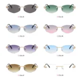 Retro Oval Rimless Gradient Shades Sunglasses