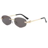 Retro Oval Rimless Gradient Shades Sunglasses