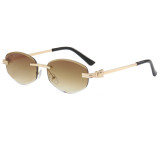 Retro Oval Rimless Gradient Shades Sunglasses