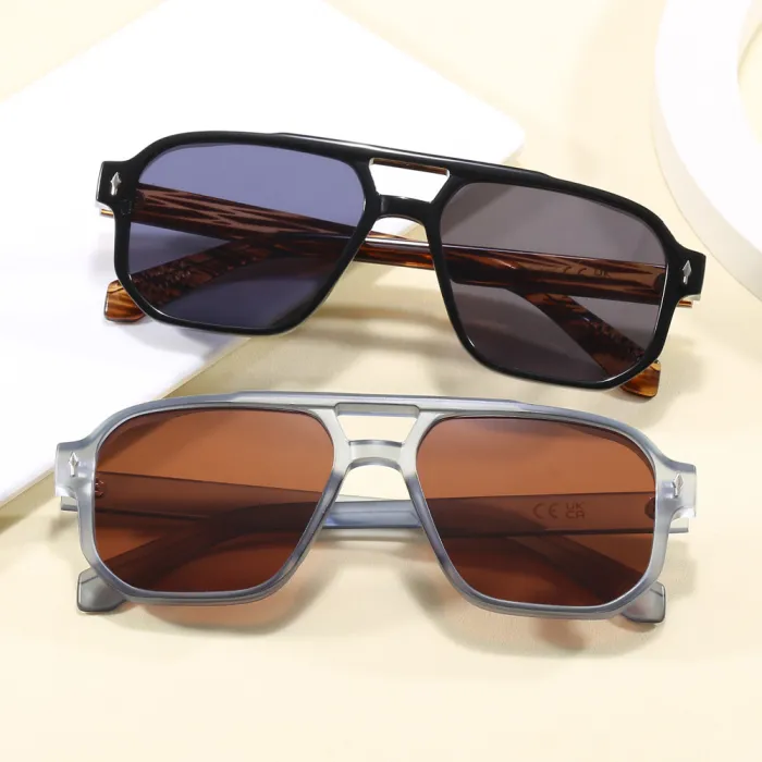 Retro Double Pilot Square Shades Sunglasses