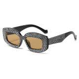 Women Rhinestone Thick Rectangle Luxury punk Y2K Sunglasses
