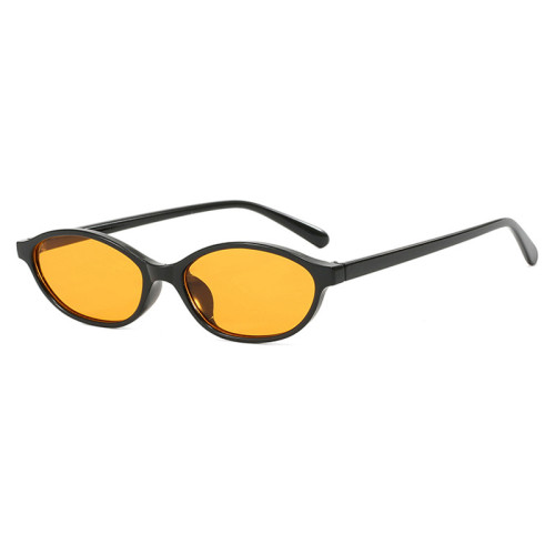 Women Vintage Oval Cat Eye Narrow Travel Shades Sunglasses