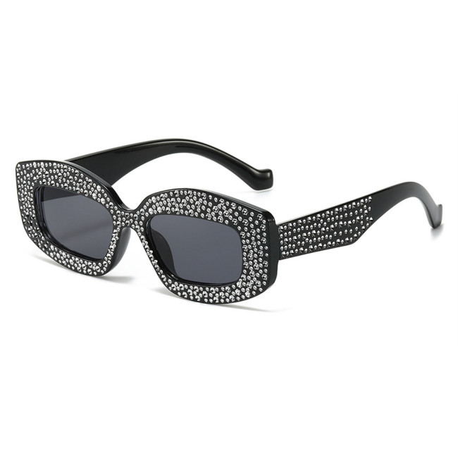 Women Rhinestone Thick Rectangle Luxury punk Y2K Sunglasses